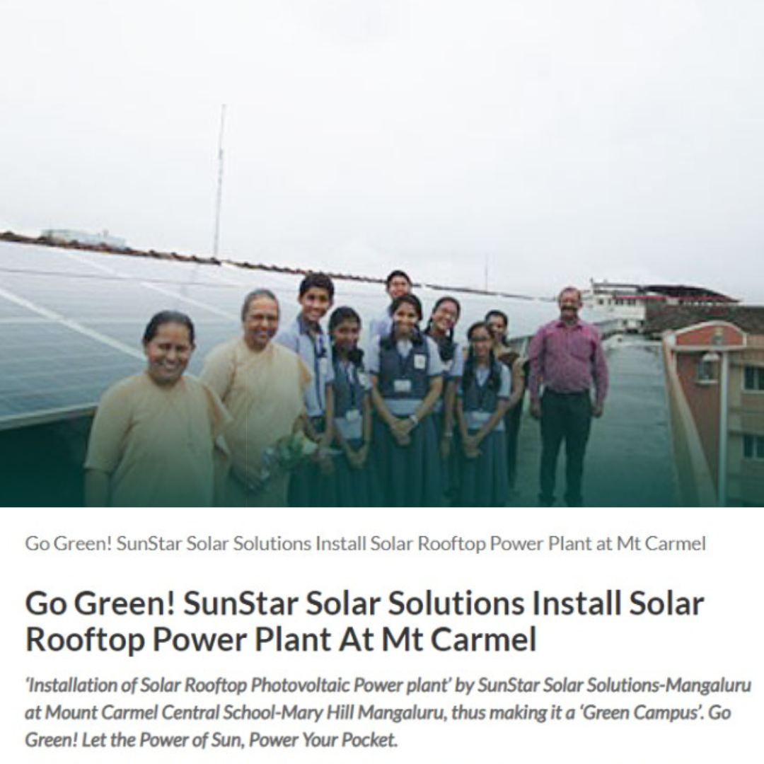 SunStar Solar Solutions Install Solar Rooftop Power Plant At Mt Carmel